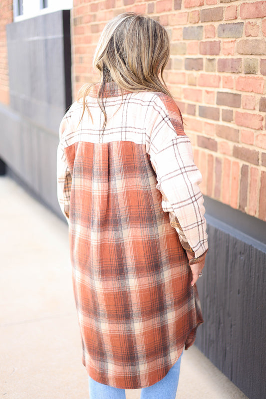 Plaid Perfection Shacket [rust/taupe]