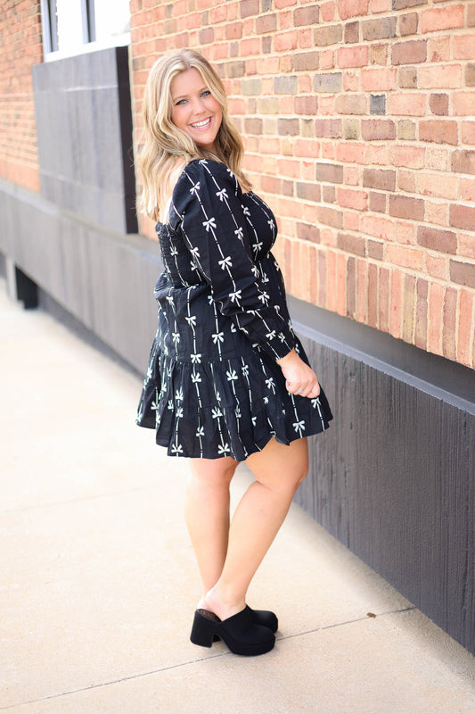 Bows and Bliss Dress [Black/Ivory]