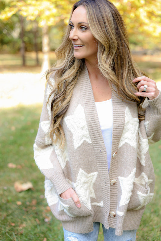 Starry Nights Oversized Cardigan [taupe multi]