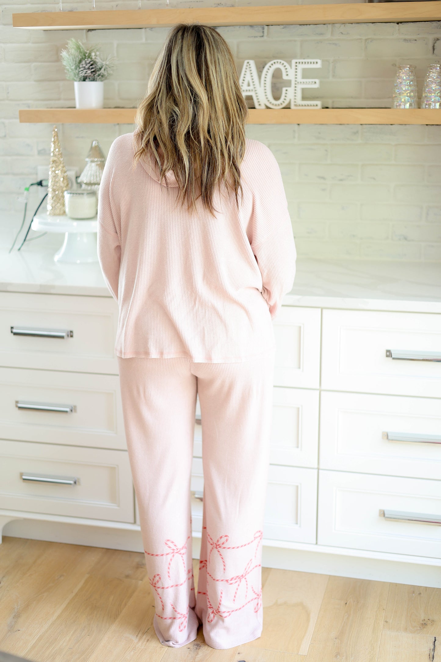 Christmas Ribbon Loungewear Set [blush]