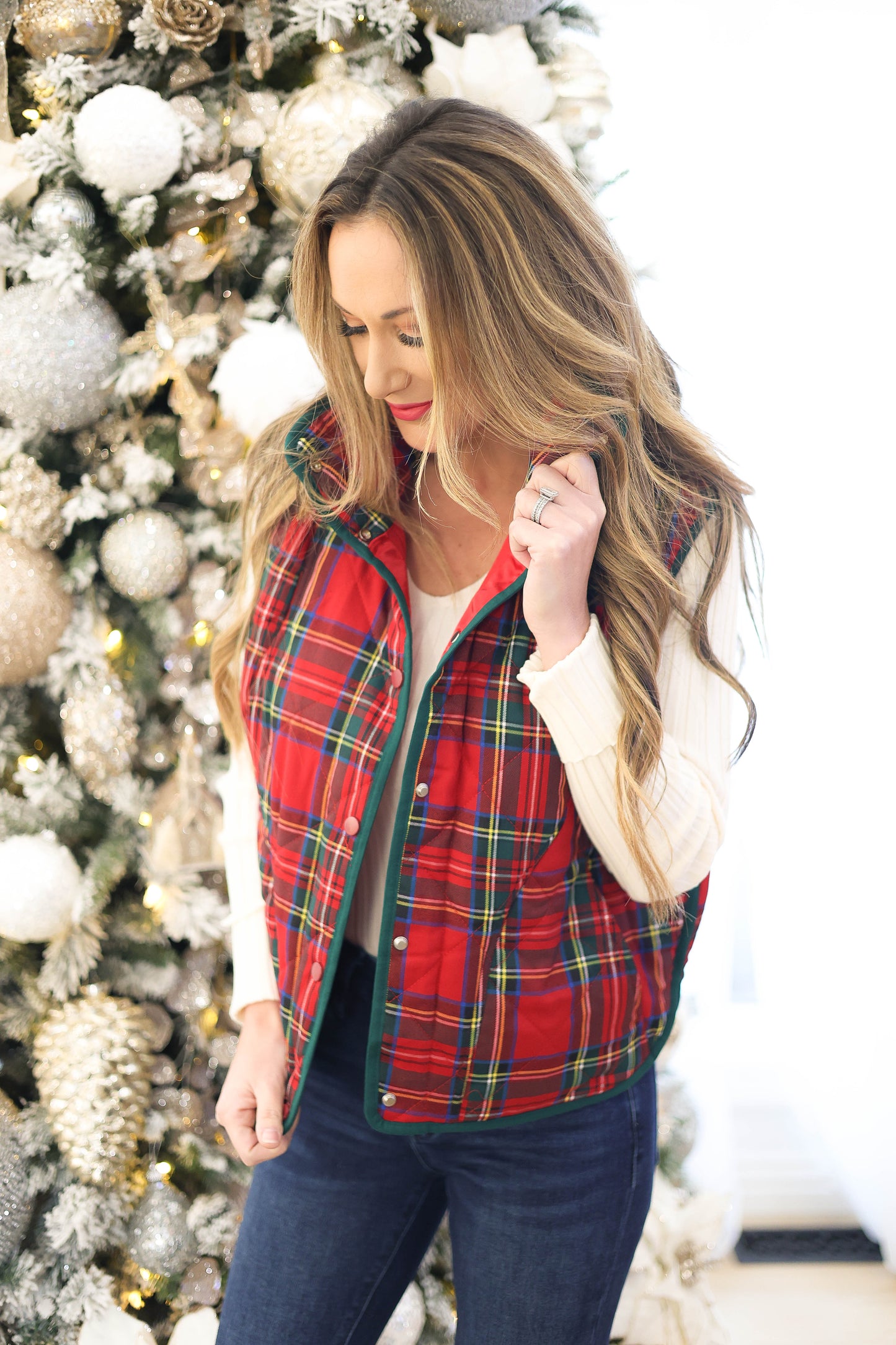 Plaid Does it Best Vest [Red Multi]