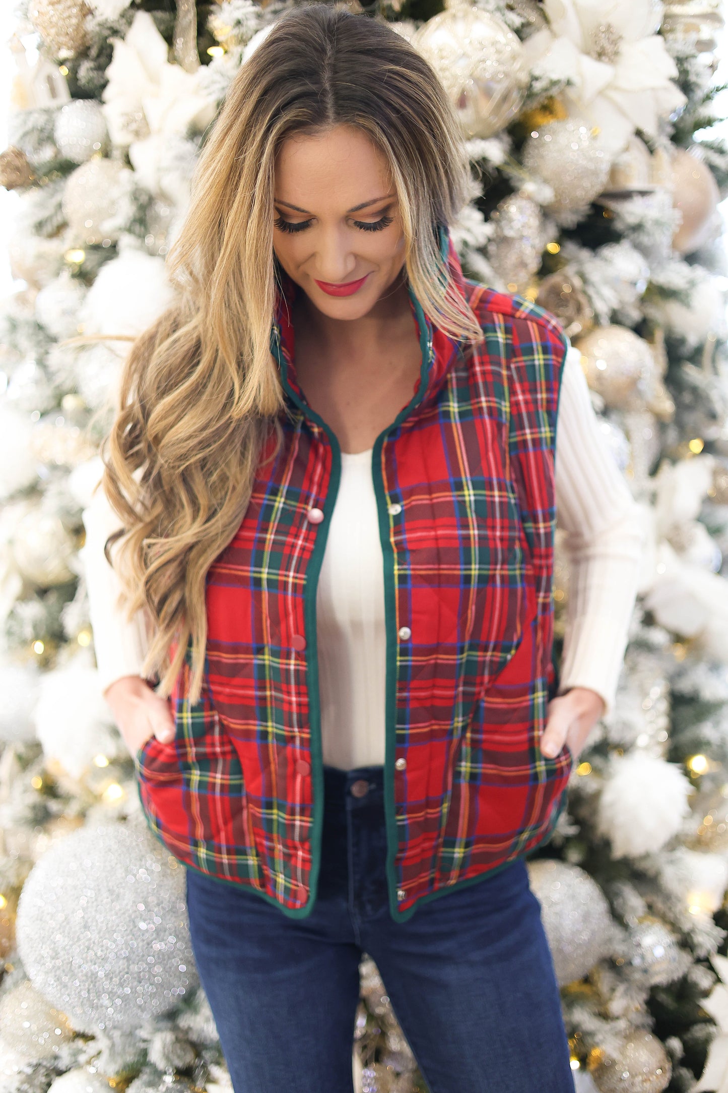 Plaid Does it Best Vest [Red Multi]