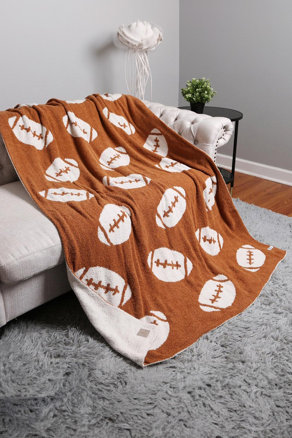 Game Day Throw Blanket [ivory/brown]