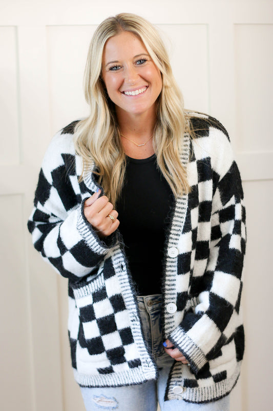 Checkered Cardigan [black]