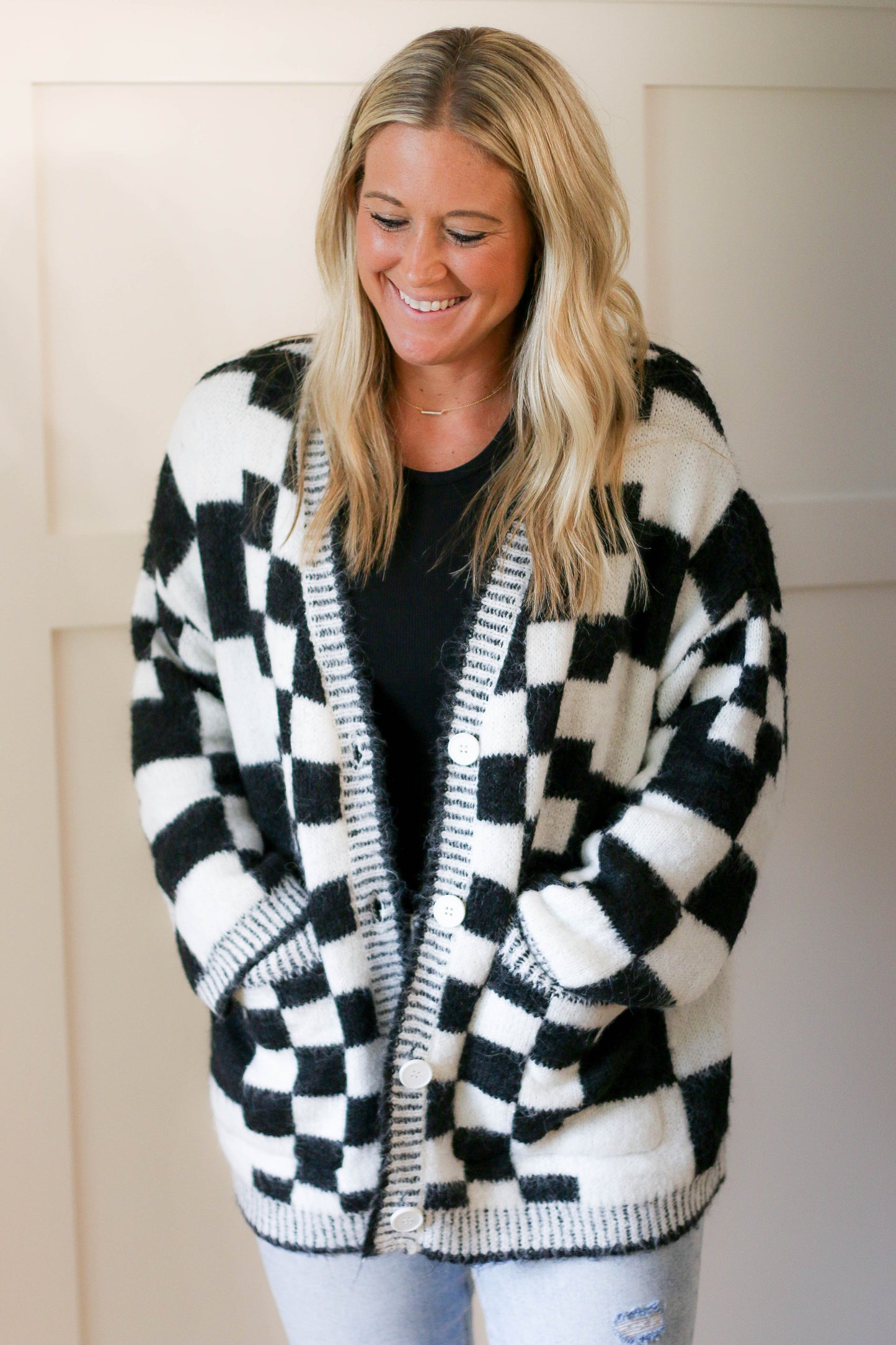 Checkered Cardigan [black]