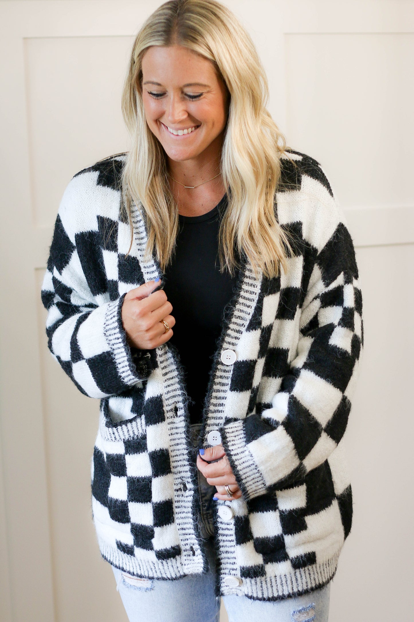 Checkered Cardigan [black]