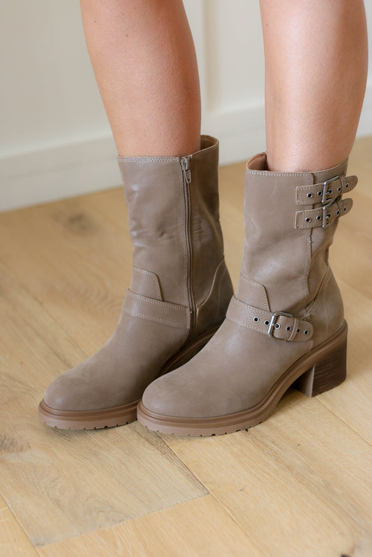 The Valeria Faux Suede Boot [dark taupe]