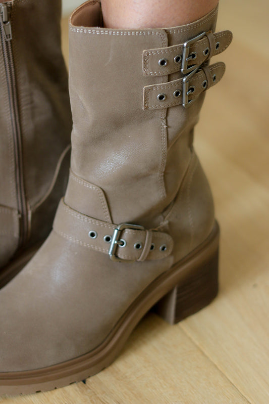 The Valeria Faux Suede Boot [dark taupe]