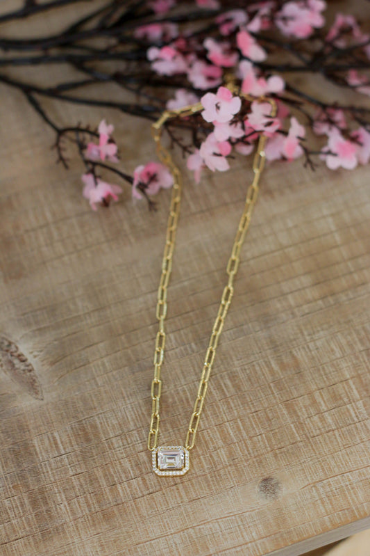 Paperclip Charm Necklace [gold]